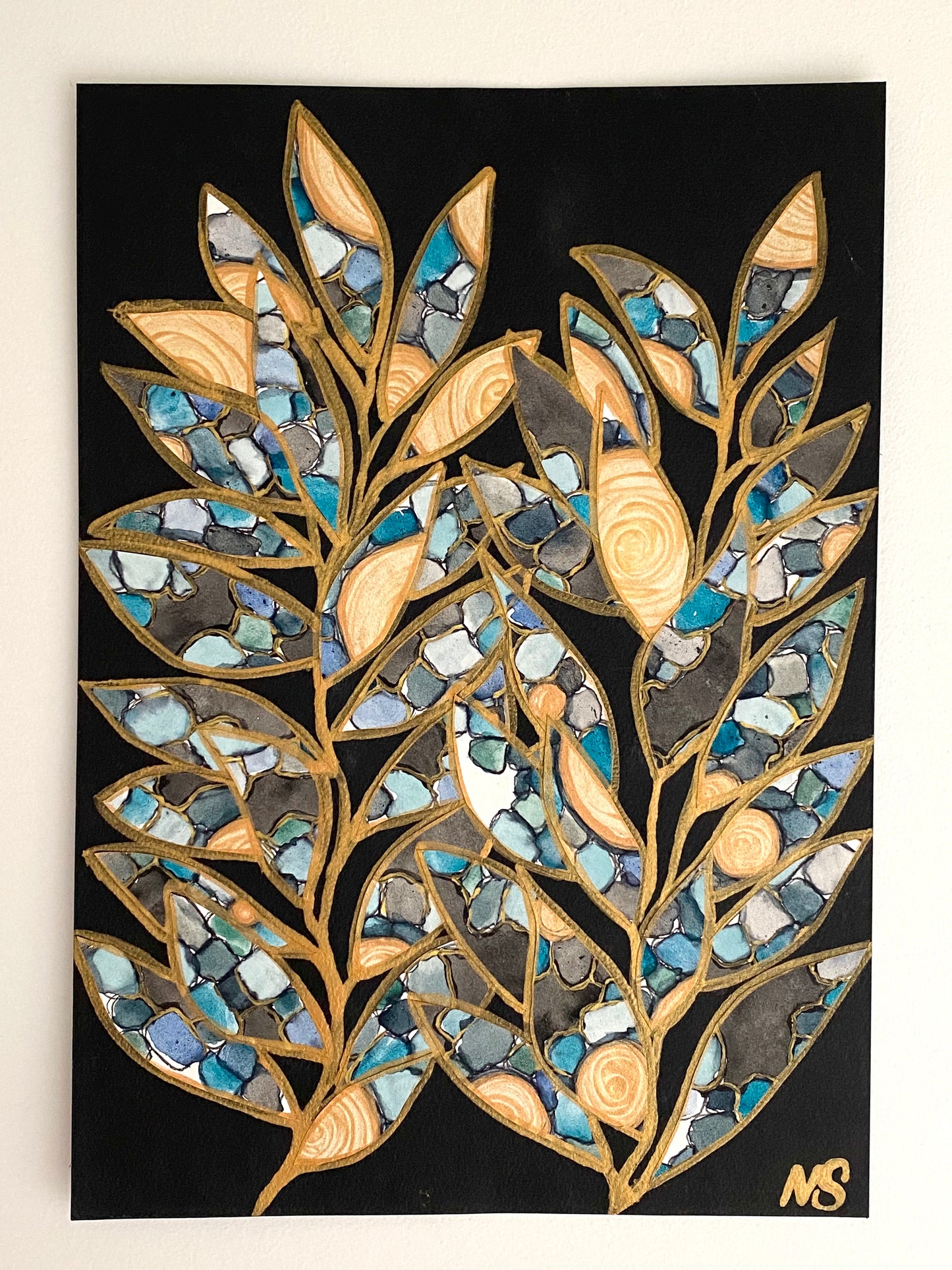 Blue Leaf Collage