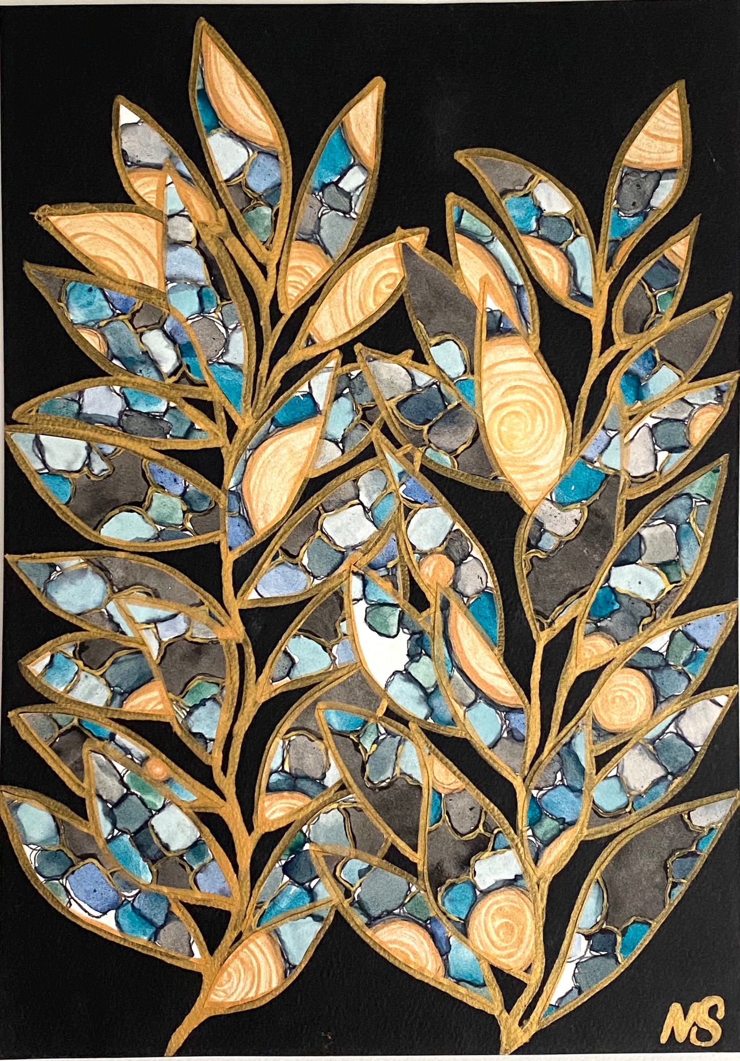 Blue Leaf Collage